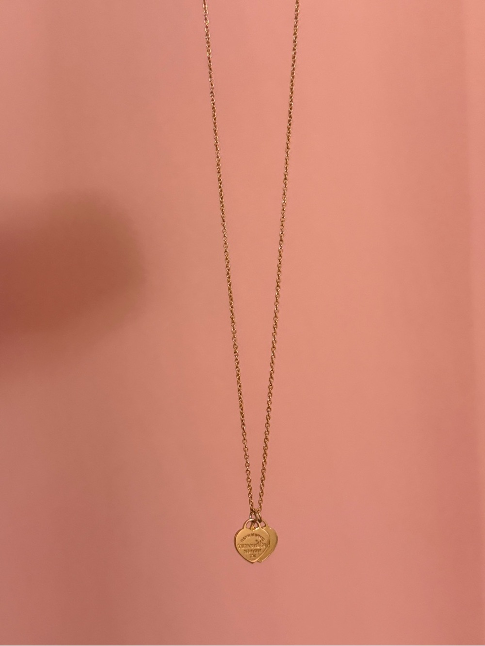 Tiffany & Co. Gold Double Heart Pendant Necklace